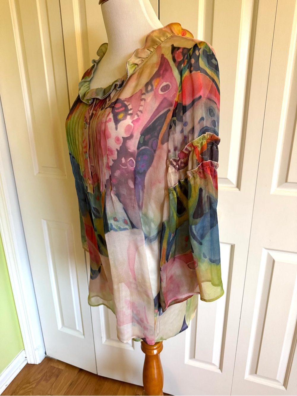 PHYLOSOPHY Di Alberta Ferretti Multicolor Silk Blouse 8/44 Mint - Picture 2 of 7